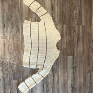 White sweater with light brown lines